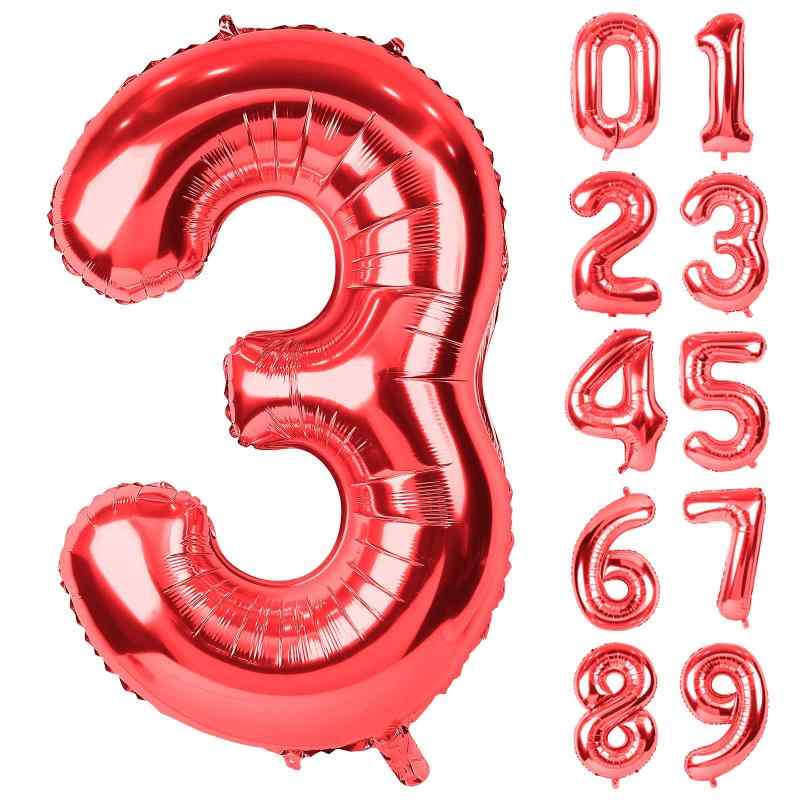 Rakuten - Lausatek バルーン アルミ風船 数字3 ナンバー 40インチ 大きい 誕生日 ハッピーバースデー 飾り付け 赤 記念日 パーティー 約90cm レッド