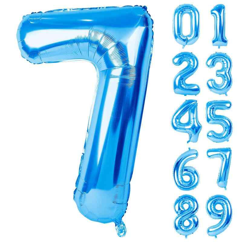 Lausatek バルーン アルミ風船 数字7 ナンバー 40インチ 大きい 誕生日 ハッピーバースデー 飾り付け 青 記念日 パーティー 約90cm ブルー