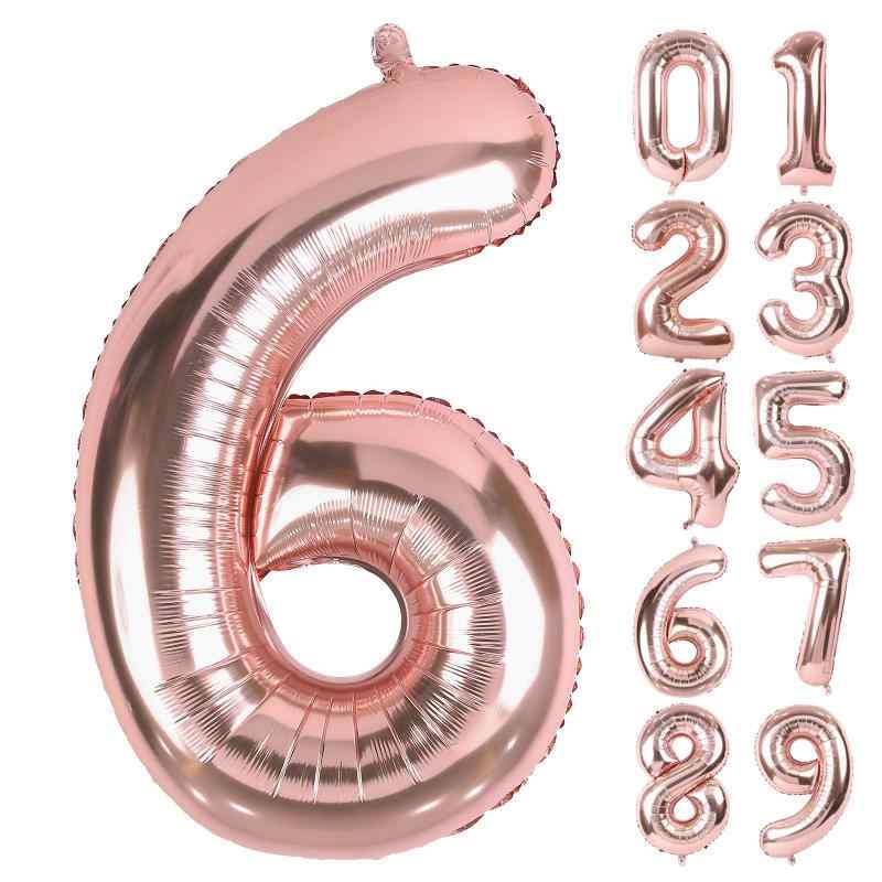 Lausatek バルーン アルミ風船 数字6 ナンバー 40インチ 大きい 誕生日 飾り付け ハッピーバースデー ローズゴールド