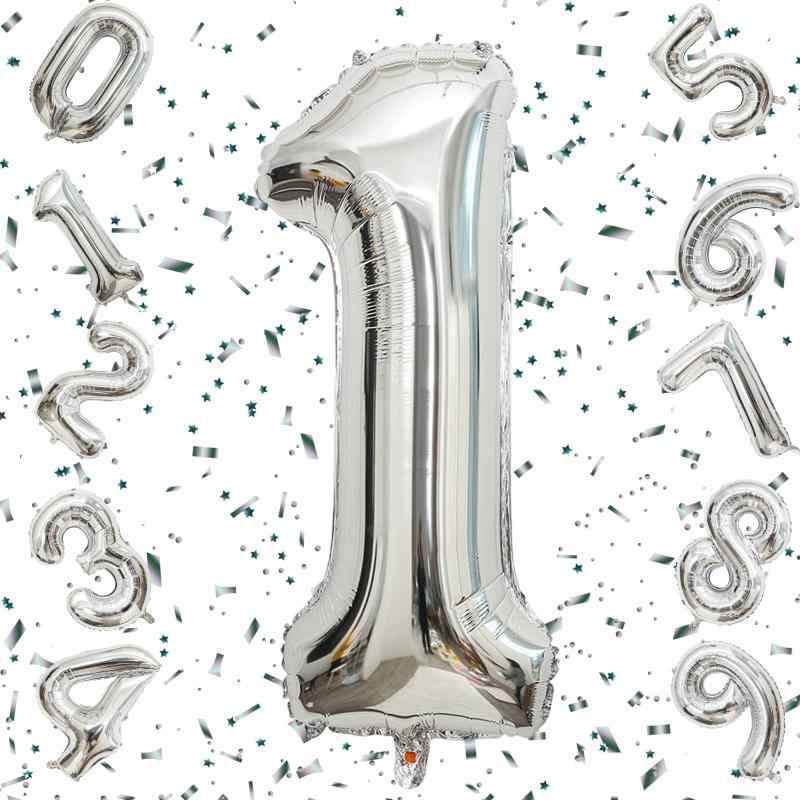 Rakuten - Exgox 数字バルーン シルバー アルミ風船 誕生日 40インチ ナンバー1 ハッピーバースデー 飾り付け 男の子 女の子 ギフト 記念日 お祝い パーティー 結婚式 披露宴