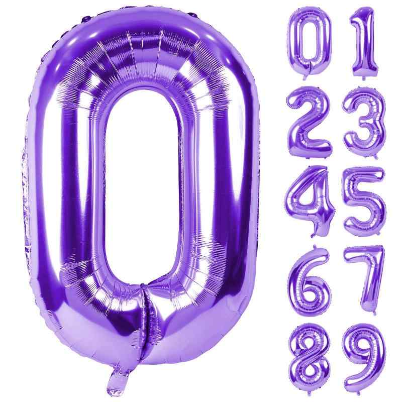 Lausatek バルーン アルミ風船 数字0 ナンバー 40インチ 大きい 誕生日 飾り付け ハッピーバースデー 紫 パープル