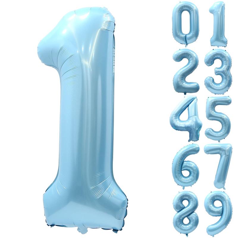 Rakuten - Lausatek 数字 バルーン ナンバーバルーン 数字1 風船 大きいサイズ 40インチ 誕生日 ハッピーバースデー 飾り付け ウェディング 記念日 パーティー 約90cm ミルキーブルー