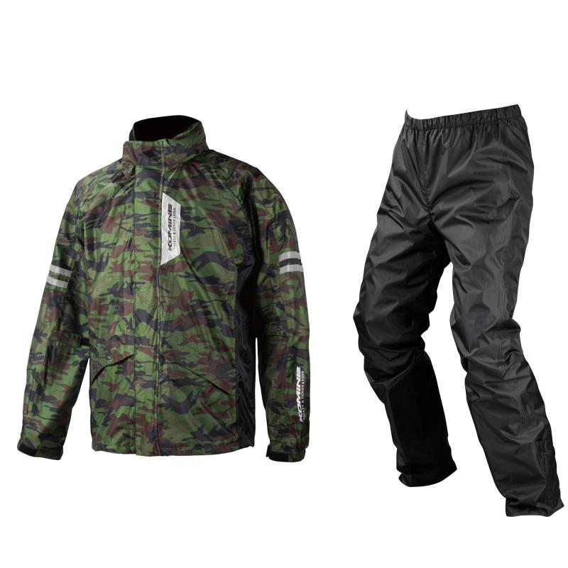 [KOMINE] RK-539 ブレスターレインウェア フィアート バイク用 上下セット 雨具 かっぱ 梅雨 03-539 メンズ Camouflage L