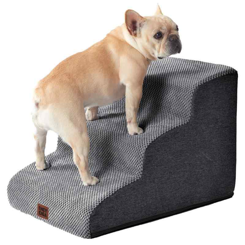 EHEYCIGA 犬 階段 ステップ ペット 階段 ドッグステップ 犬 スロープ 小型犬適用 洗える(グレー、40x57x40cm、3段)【快適なペット階段】このフォームの犬用階段は、ベッド、ソファ、または他の家具の端に直接設計されているため、ペットが快適に上り下りできます。これは小型犬用階段です。【ユニークなデザイン】純粋な泡の33D密度により、この階段はペットが上を歩くときにより安定します。犬用ベッドステップはペットが移動する際に強力なサポートを提供します。低角度斜面設計で関節を保護します。【3種類の段数から選べる】この犬用階段は、2段・3段・4段の3サイズをご用意しています。2段は高さ約33cm、3段は約43cm、4段は約53cmの椅子・ソファ・ベッドに対応しています。【洗濯】犬用ステップに取り外し可能で洗えるカバーが付いており、ウール製で手洗いまたは洗濯機で洗うことができますので、清掃時間を節約することができます。【注意事項】発泡体を袋から取り出した後、24〜48時間待ってから使用してくださいません充分膨らんだ後使用しなさい。内部素材(発泡体) を水洗いしないようご注意ください。