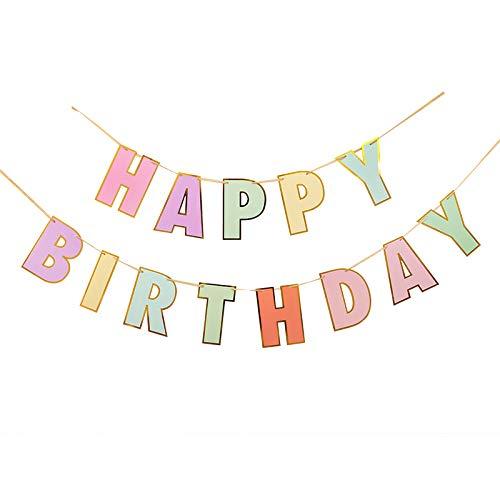 マカロン色 Happy Birthday ペーパー レター ガーランド マカロン フルカラー 誕生...