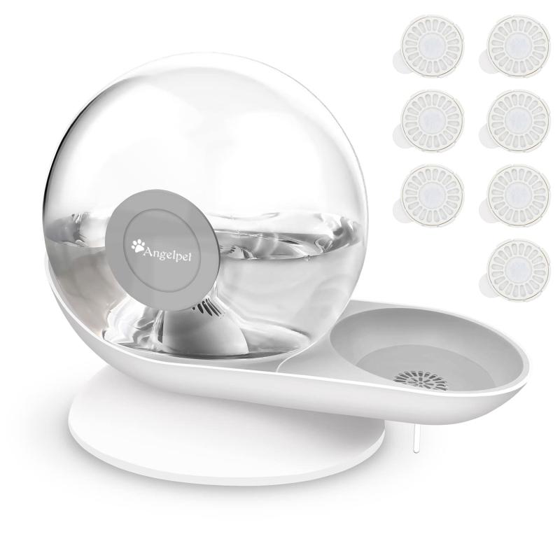 Rakuten - 猫 犬 水 水飲み器 自動給水器 みずのみ 自動 2.8L大容量 猫 中小型犬 水飲み みずのみ器 フィルター付き 重力設計 自動補水 電気不要 お留守番対応 Angelpet (グレー7枚フィルター入り)