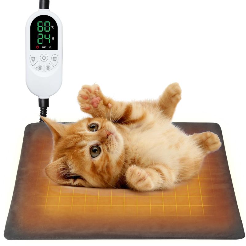 DIKKDZ ペットホットカーペット【2026年新開発】ペット用ヒーター 30段階温度調節 24段階タイマー機能 犬 猫 加熱マット 秋 冬 寒さ対策 暖房器具 ヒーターマット 噛み付き防止 過熱保護 省エ