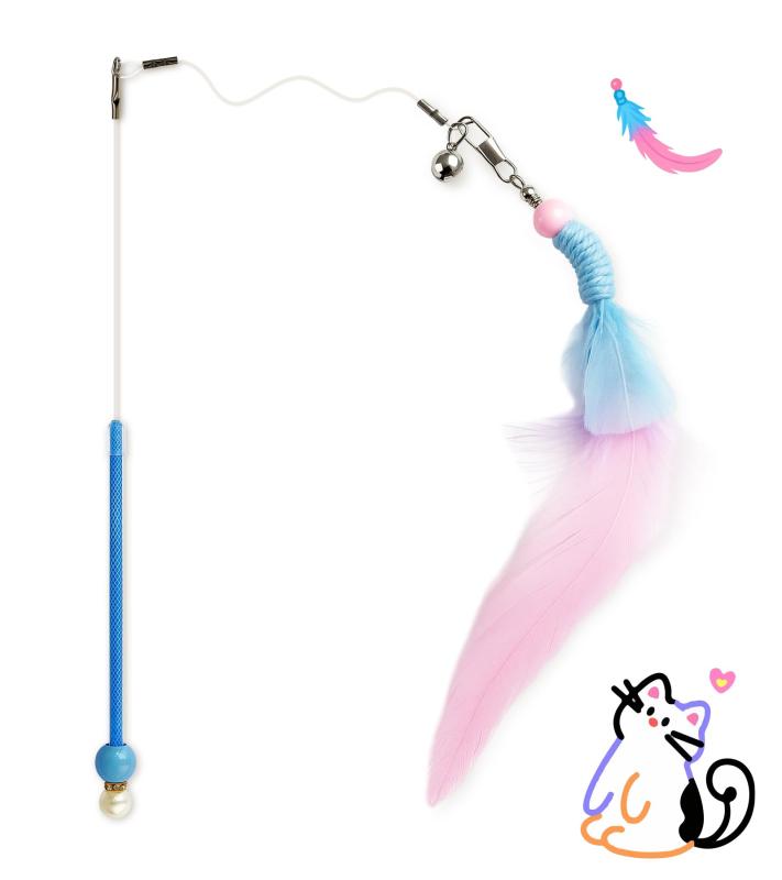 Serviteur 猫じゃらし 猫 おもちゃ 鈴付き 頑丈 釣り糸