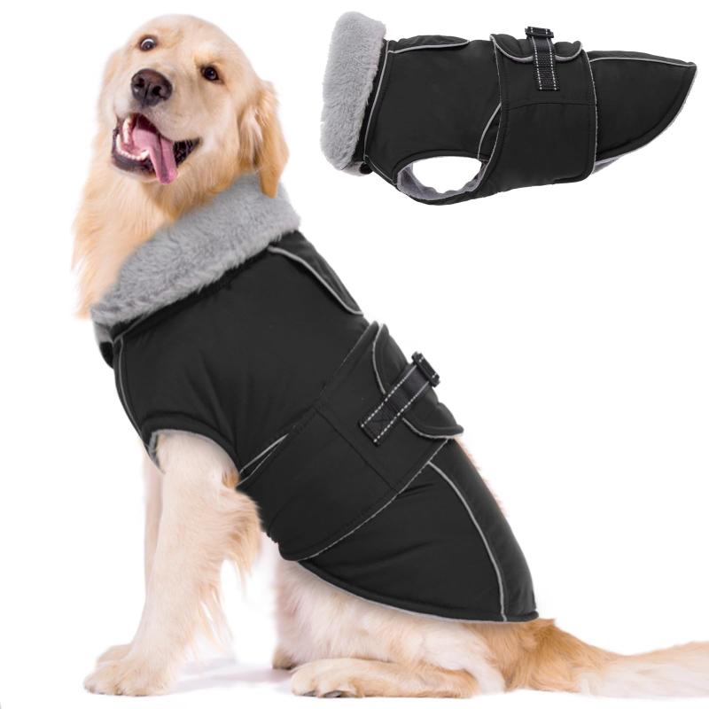 樂天商城 - Lelepet 犬 ダウンジャケット 防寒コート 暖かい 冬 ペット服 防水 防風 裏ボア 犬服 犬用防寒冬服 調整可能 着脱簡単 反射ストリップ 綿服アウター 袖なし 犬洋服 小中大型犬用