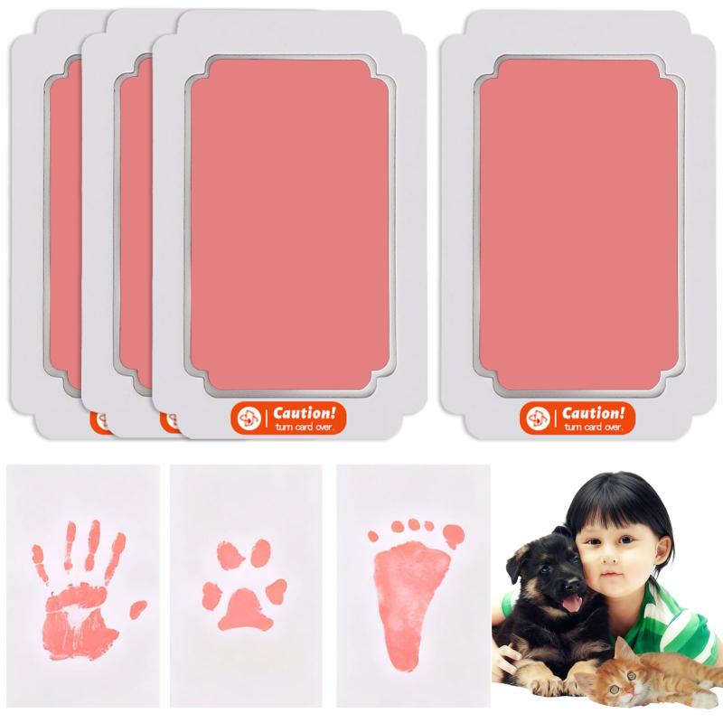 DanYun 肉球スタンプ 4個セット ペット 手形 【汚れない・直接接触なし・インク速乾・繰り返し】足形 犬 猫 足跡プリントキット 記念品 成長を記録し メモリアル インプリントカード8枚付き