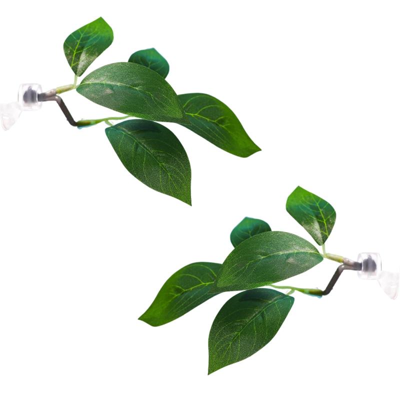 BOCAIDHK 人工水草 水族館用吸盤付きシミュレーションリーフ 2個セット 水槽装飾水草 水族館のための植物 水槽シミュレーション葉(4.0)