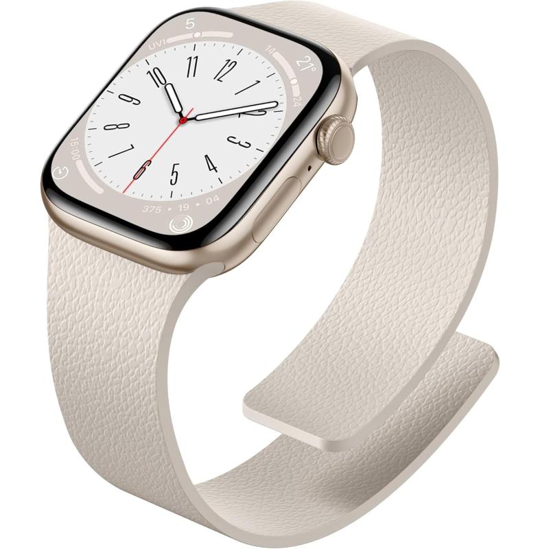 GAGULA アップルウォッチ バンド マグネット シリコン Apple Watch バンド 強磁力 交換ベルト 49mm 46mm 45mm 44mm 42mm 41mm 40mm 38mm 簡単装着 ライチ風 軽量 11 10 9 8 7 6 5 4