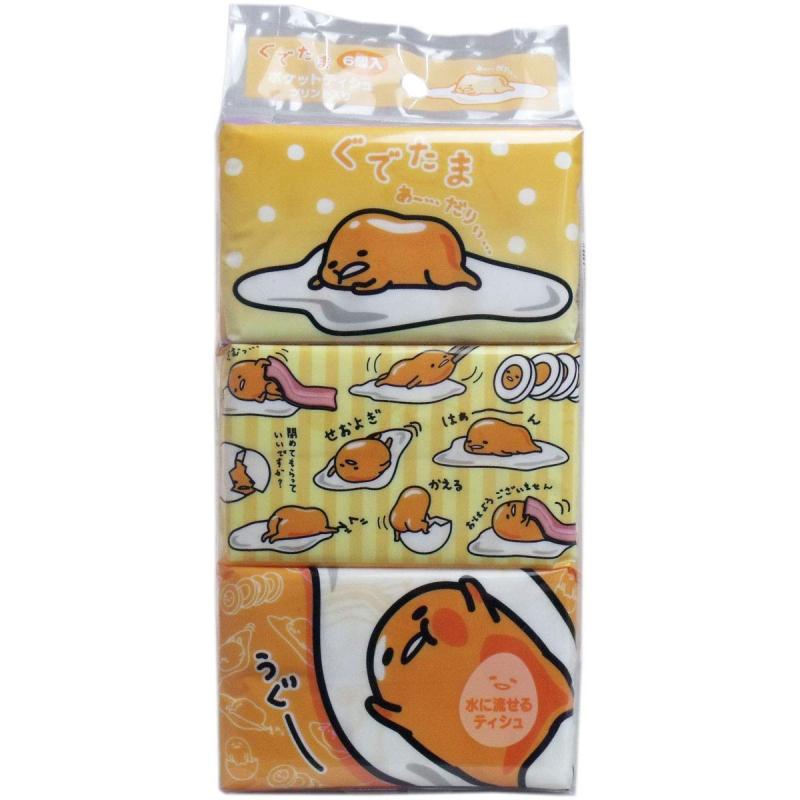 樂天商城 - ぐでたま 水に流せるポケットティシュ 6個パック