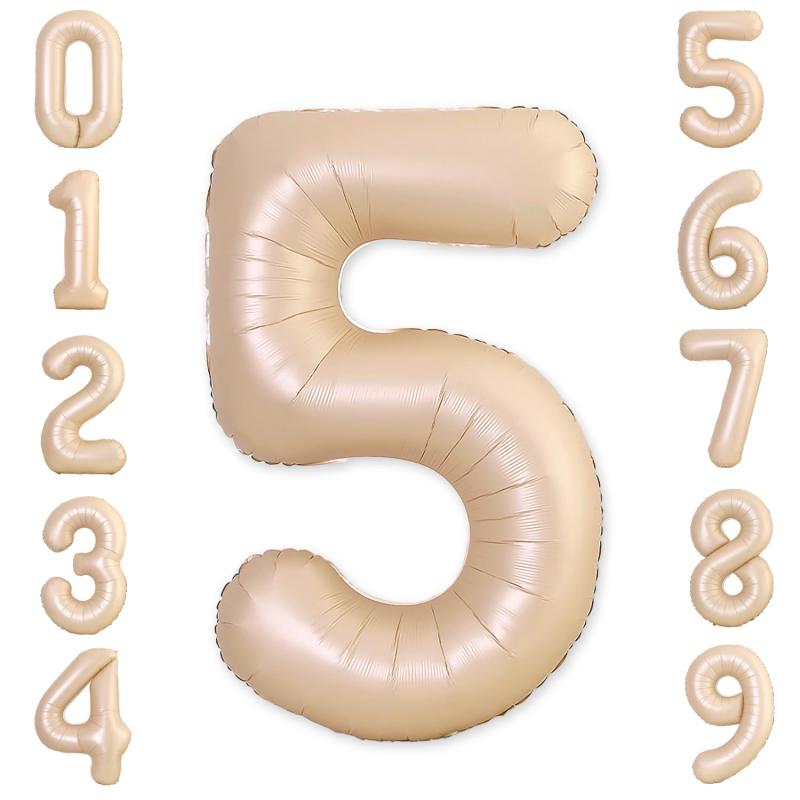 カラメル色 数字バルーン 数字5 大きい 誕生日 飾り付け 風船 40インチ 約90cm バ...