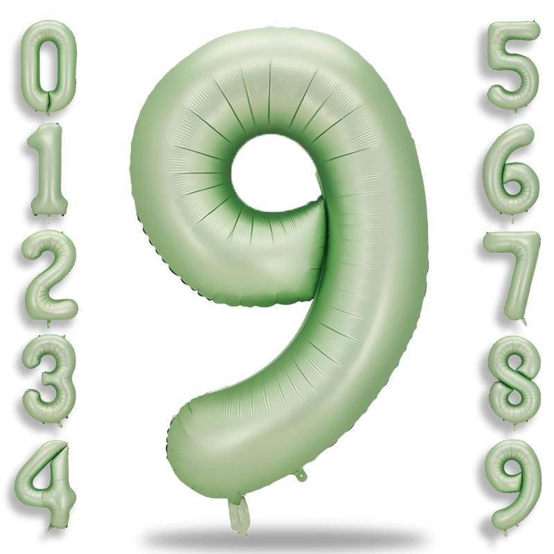 アボカドグリーン 数字バルーン 数字9 大きい 誕生日 飾り付け 風船 40インチ 約90cm バースデーバルーン バースデー パーティー お祝い Ptyceler
