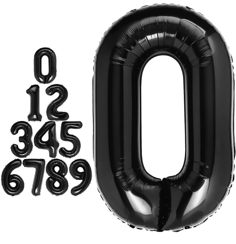Rakuten - 数字バルーン 数字0-9 ナンバー 風船 大きい 40インチ 約90cm 誕生日 バルーン バースデー パーティー 飾り付け ウェディング 記念日 デコレーション (0, 黒)