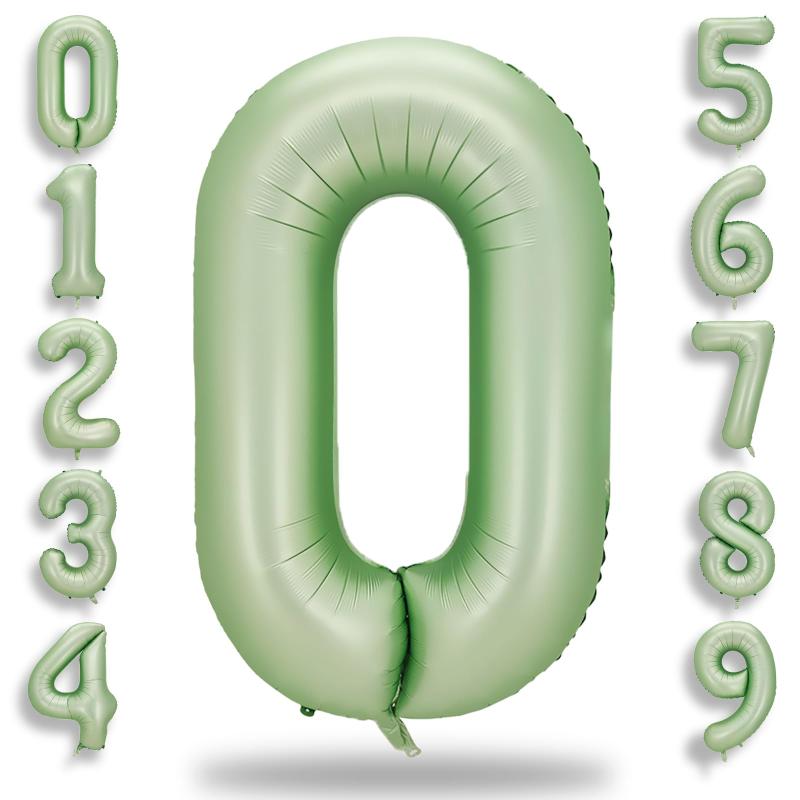 アボカドグリーン 数字バルーン 数字0 大きい 誕生日 飾り付け 風船 40インチ 約90cm バースデーバルーン バースデー パーティー お祝い Ptyceler