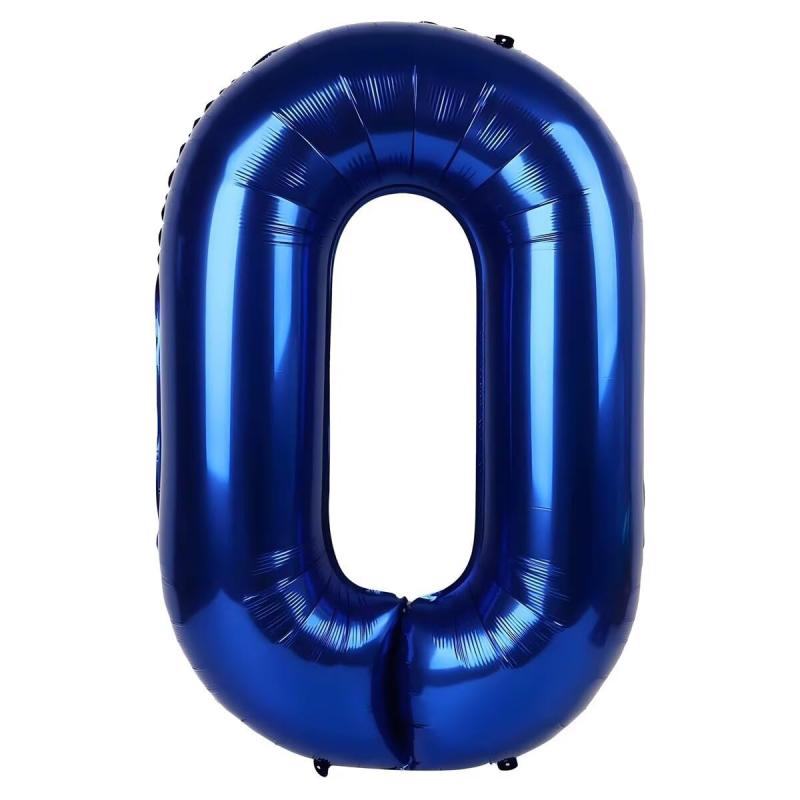 PomeloCoto 0数字 バルーン青 小きい誕生日 飾り付け, 86cm青風船 数字0スウジ バルーン オオキイ 記念日/カーニバル/卒業式/プロポーズ/写真撮影用小道具