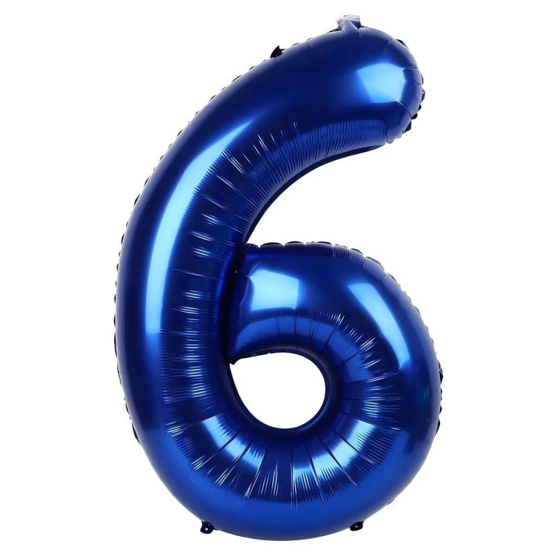 PomeloCoto 6数字 バルーン青 小きい誕生日 飾り付け6歳, 86cm青風船 数字6スウジ バルーン オオキイ 記念日/カーニバル/卒業式/プロポーズ/写真撮影用小道具