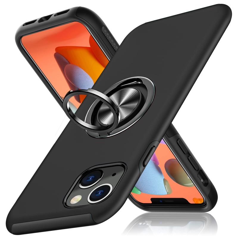 Rakuten - WOYSOBA 適合 iPhone 13 用の ケース リング付き 耐衝撃 保護カバー tpu 薄型 擦り傷防止 薄型 シリコン スタンド機能 アイフォン13 リング ケース 衝撃吸収 車載ホルダー対応 二重構造 PC バンパー