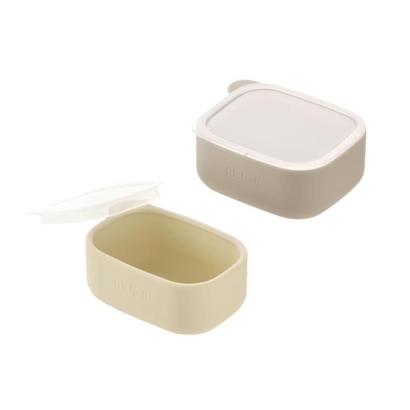 Rakuten - リッチェル(Richell) トライ 離乳食小分けシリコーンカップセット(フタ付) ベージュ 120665 ベビー 赤ちゃん 5カ月頃 セット シリコン カップ 離乳食 四角 食洗機 電子レンジ 対応 消毒可 シンプ
