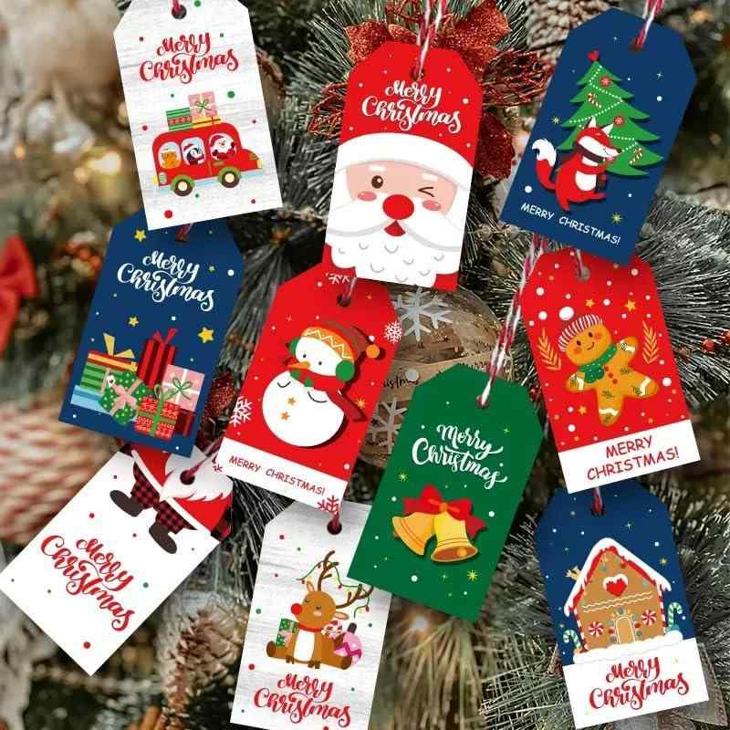 クリスマス サンキュータグ 長方形 50枚 100枚クリスマス Merry Christmas 値札 糸付き下げ札 麻糸付き パーティー 撮影用