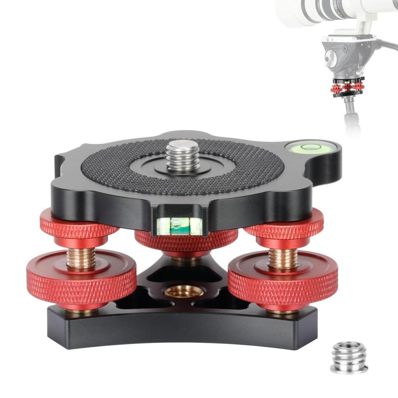 koolehaoda 三脚ヘッド レベリングベースカメラレベラー 3軸トライホイールヘッド 3/8"スレッド +/-5°の正確な角度調整 カメラ三脚用