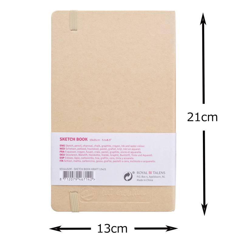 ターレンス アートクリエーションスケッチブック 絵を描く手帳 13×21cm クラフトペーパー 厚み140G/M2 細目 中性紙 80枚綴じ T9314-432M 452213