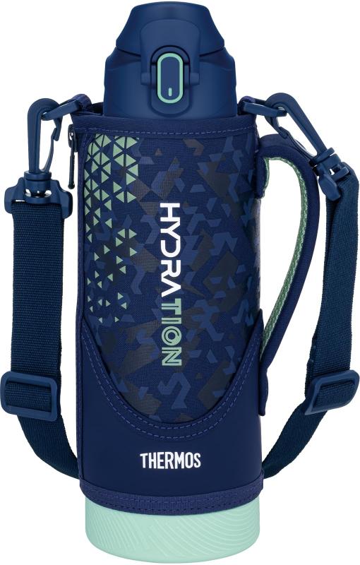 樂天商城 - サーモス 水筒 真空断熱スポーツボトル 1L ネイビーミント 保冷専用 子供用 ポーチ付き 肩に優しいストラップ FJS-1000F NVMT