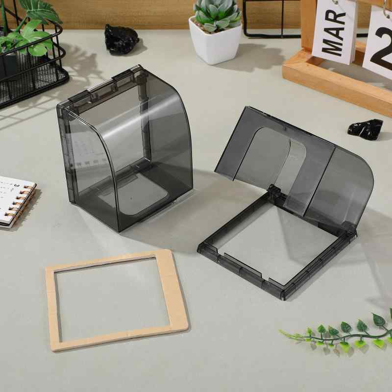 NewageOfficeflowingのNUOLUX コンセントカバー 防水 スイッチカバー ウォールスイッチ コンセント 保護カバー ボックス 粘着式 取付簡単 深型 浴室 洗面所 トイレ キッチン 防滴 クリアブラック 2個セット 11.5×10×7｜アングル3