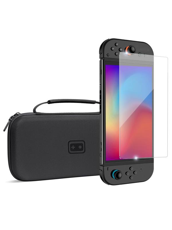 Rakuten - Switch 2 用 ケース+保護フィルム ガラスフィルム 硬度 9H 高密度EVA防水 耐衝撃 ハードシェル スイッチ2 ゲームカード12枚収納 軽量 全面保護 カバー ポータブル 持ち運び 旅行 アクセサリー