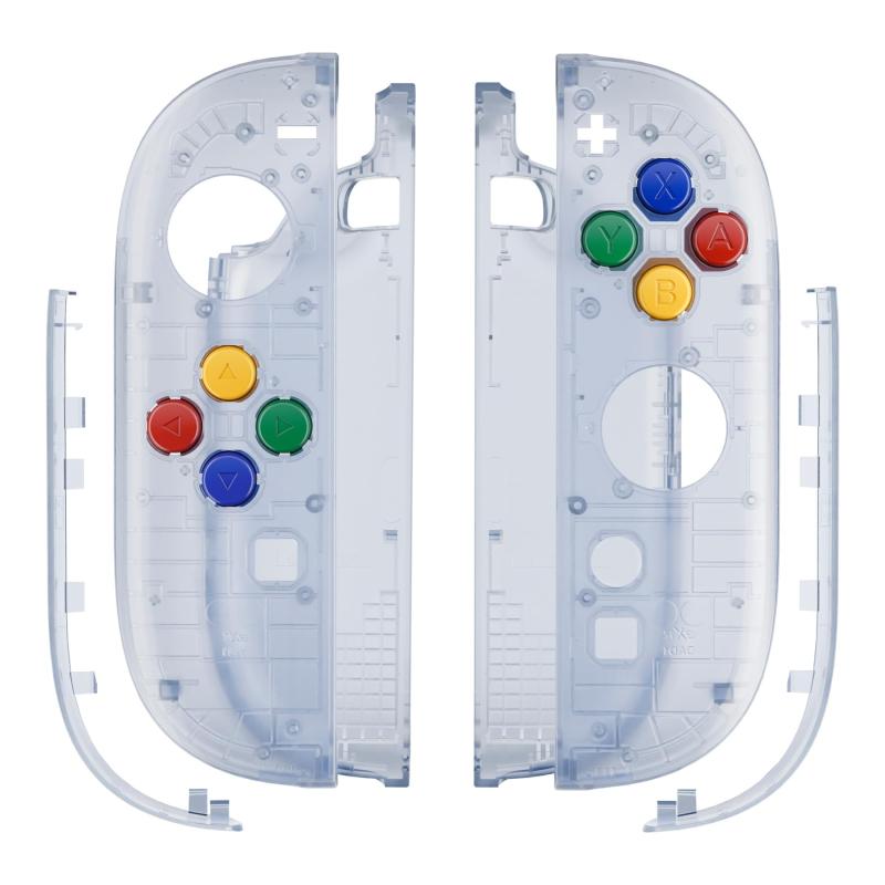 eXtremeRate JoyCon 2対応用DIY交換用シェルボタン、Nintendo Switch 2 コントローラー対応カスタムハウジングフェイスプレートケース+デコレーションストリップ+ABXY方向キー+ツール エッセンス版（