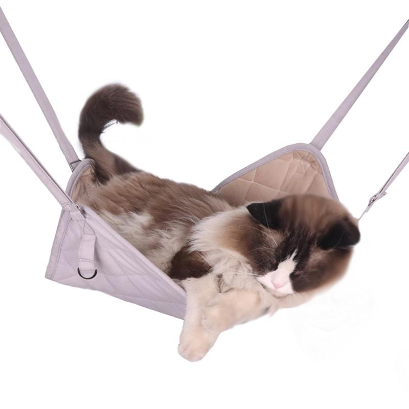 MARKALEALOO 猫 ハンモック ケージ ベッド キルティング 長さ調節可 50×45cm 荷重11kg ペット ハンモック 両面使用 リバーシブル 四季を通じて