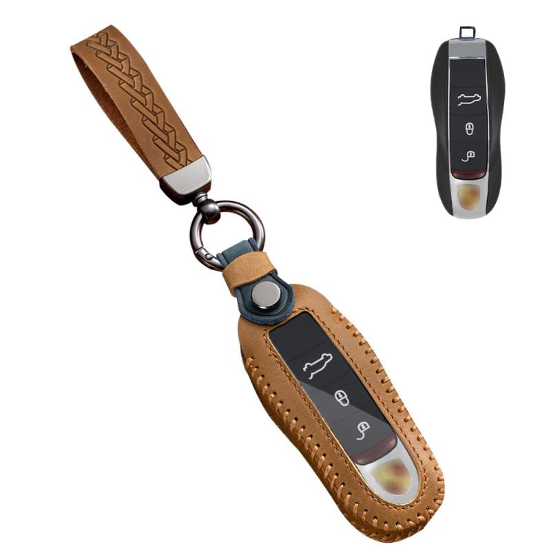 SANRILY ポルシェ用 キーケース キーホルダー キーカバー キー保護 PORSCHE向けの カイエン ボクスター ケイマン パナメーラ ポルシェ 911 カレラ Cayenne 新型 911 Carrera マカン 等に適用 落ちにく