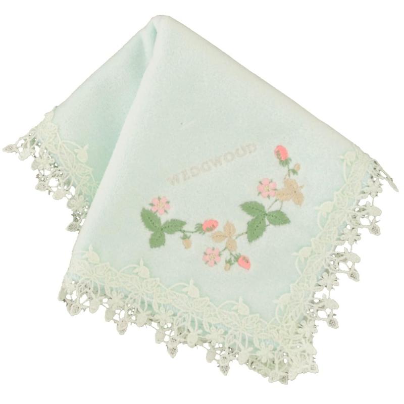 【WEDGWOOD】ウェッジウッド 大判 レース タオルハンカチ ワイルドストロベリー (グリーン) [綿100％] 婦人 28cm 260060-0001-02