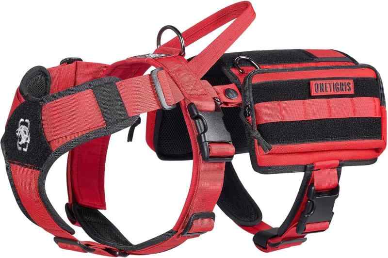 NewageOfficeflowingのOneTigris 犬用ハーネス セット ドッグパック 胴輪 バッグ 中型犬 大型犬 バックパック一体型ハーネス 1000Dナイロン サービス犬 散歩/訓練/お出掛 ペット 着脱簡単 引っ張り防止 引っ張り防止｜アングル2