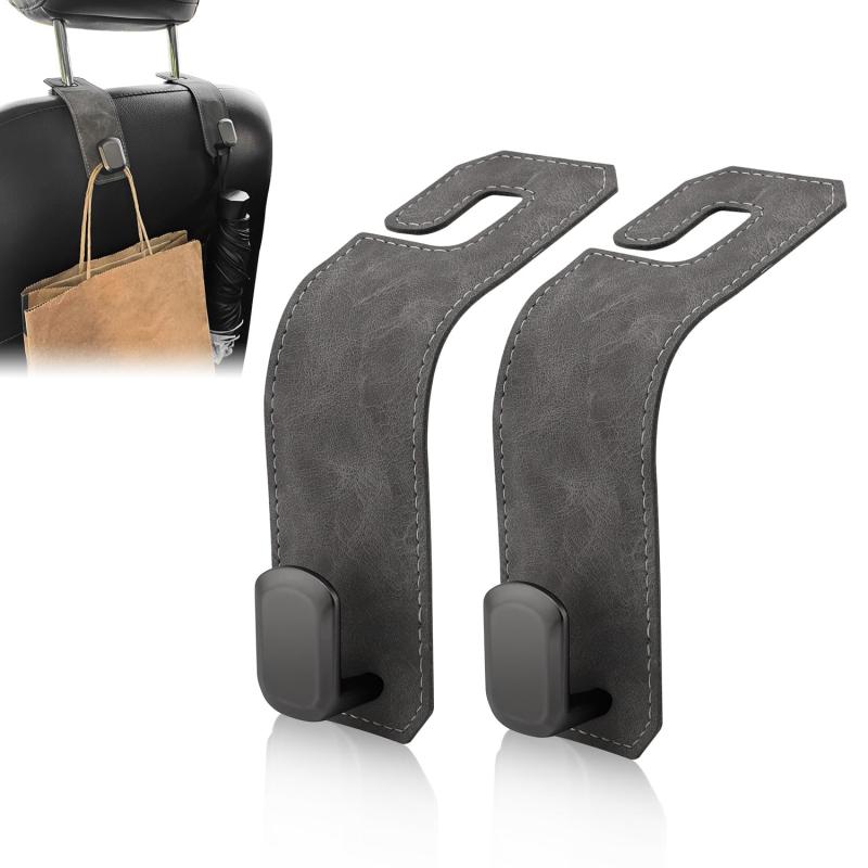 Futwod ヘッドレストフック 車用シートフック 革 カバン掛け 荷物かけ 傘ホルダー ベルトフック カー用品 便利グッズ 収納