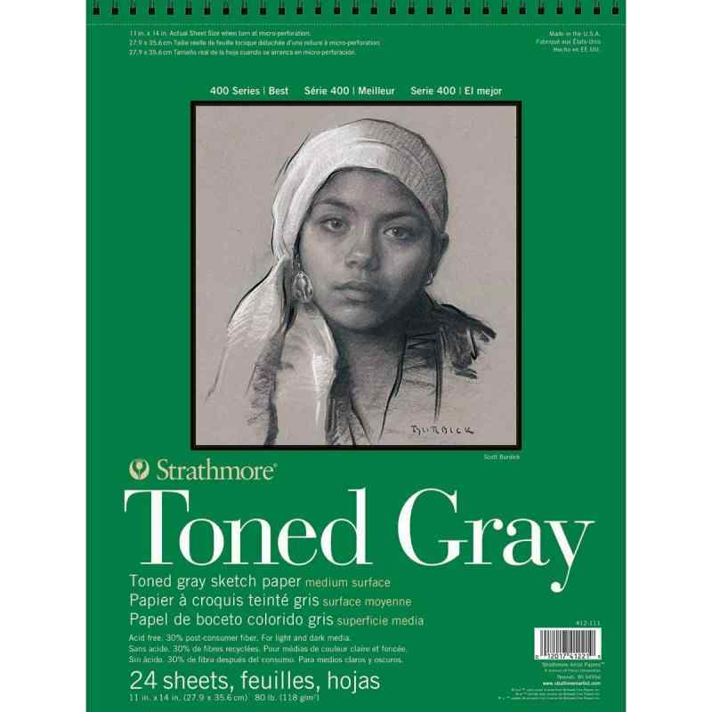 樂天商城 - Strathmore Toned Sketch Paper Pad 28cm x 36cm -36kg Grey 24 Sheets