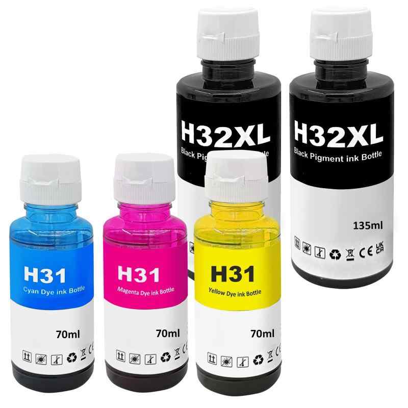 31 32XLインクボトル 互換 HP 31 32 XL インク対応機種HP Smart Tank 5105 5106 6005 6006 7005 7006 7305 7306 (ブラック顔料x2/シアン/マゼンタ/イエロー5本セット