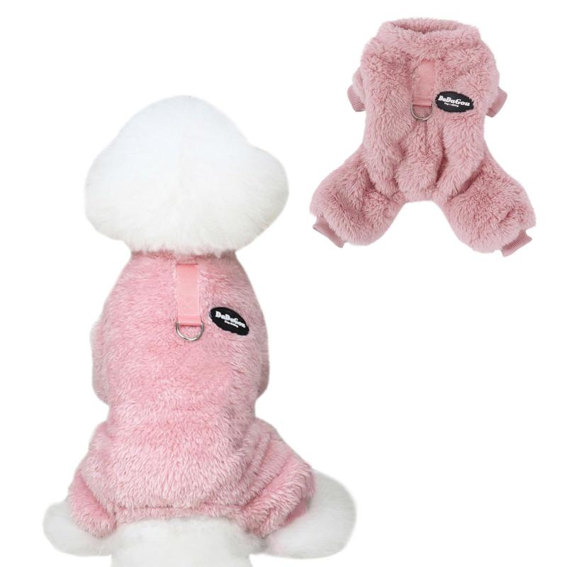 Pet Goods - AmzBarley 犬の服 秋 冬 ロンパース シャツ パジャマ セーター フランネル ベルベット Dカン付き 犬 服 ロンパース 柔らかい 防寒 暖かい ふわふわ もこもこ つなぎ ドッグウェア フリース 犬服