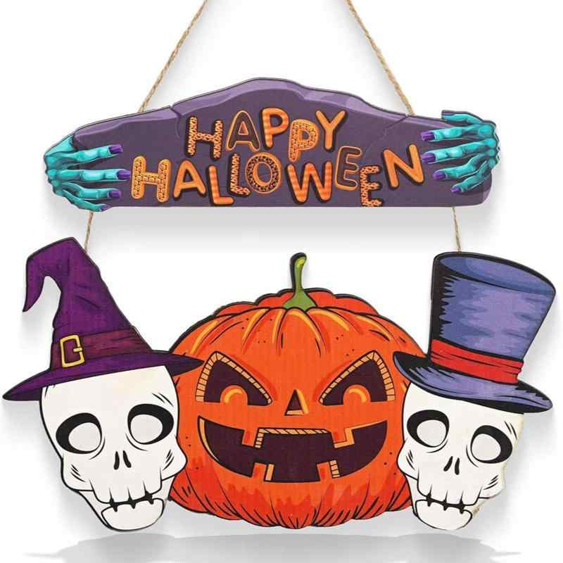 ハロウィン 飾り コウモリ スカル カボチャ 怖い ハロウィン 装飾 飾り付け 木製 ドア ぶら下げ飾り 壁掛け リース ドアガーランド おしゃれ 大きい 撮影 道具 写真背景 家 店舗装飾 30cm