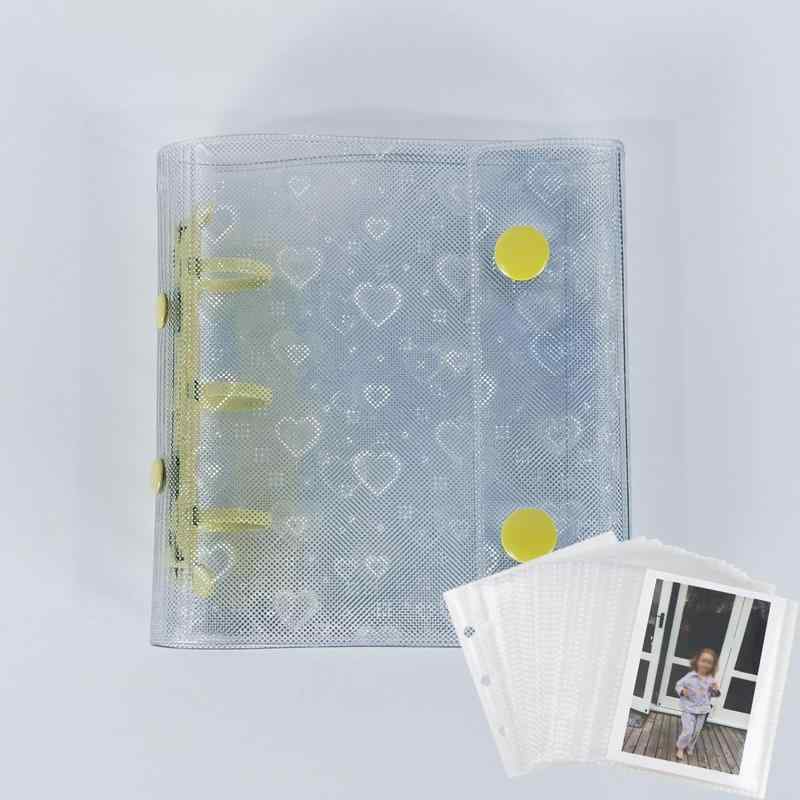 樂天商城 - シール帳 女の子 A8 ミニ バインダー リフィル25枚 シール台紙 手帳 プリ帳 カードスリーブ 手のひらサイズ 透明シール帳 はがせる バインダー型ノートコラージュノート