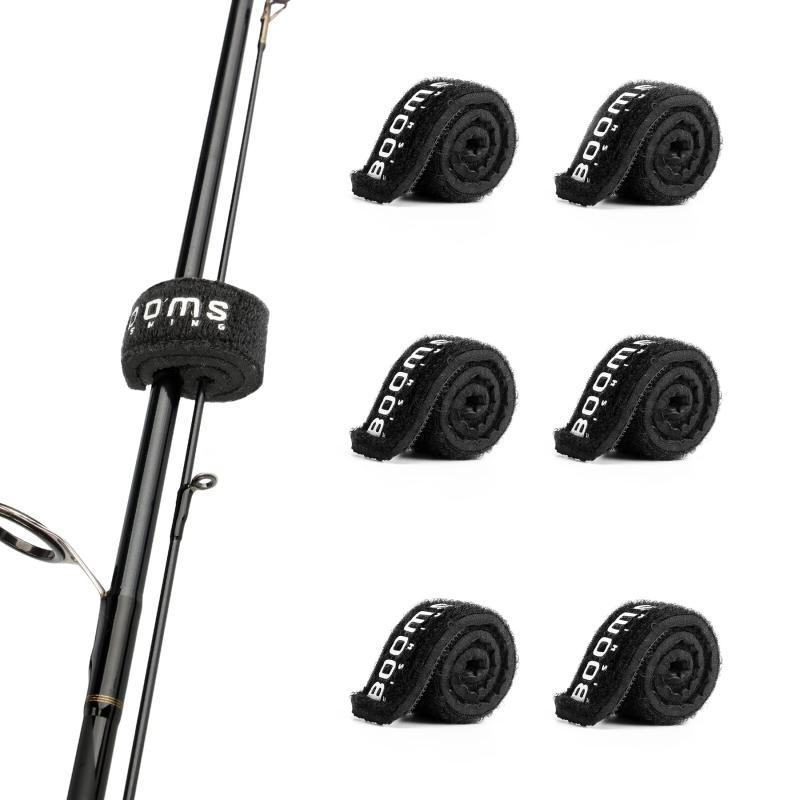 Booms Fishing RS3 ロッドベルト ロッドバンド 釣り 保護ベルト 引き裂き抵抗性 伸縮性 ブラック 15cm 6本入り