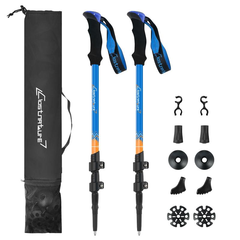 Clostnature トレッキングポール - アルミ製 2本セット 超軽量 コンパクト 伸縮式 登山 ストック ハイキングポール ウォーキングポール 登山用 58-135cm 調整可能 収納バッグ＆付属品付き