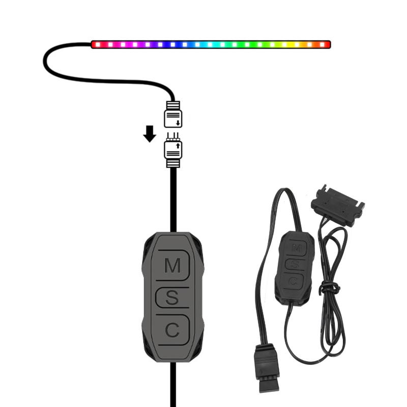 Liquid Crystal Protector - 5V 3PIN ARGB コントローラー、複数のライトモード、 電源、手動制御 RGB コントローラー、5V ARGB デバイス、DIYA RGB ファン、ARGB ライトストリップなど用
