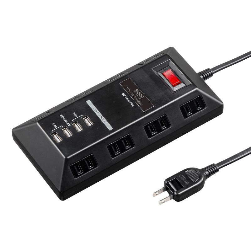 サンワサプライ USB充電ポート付きタップ 平型