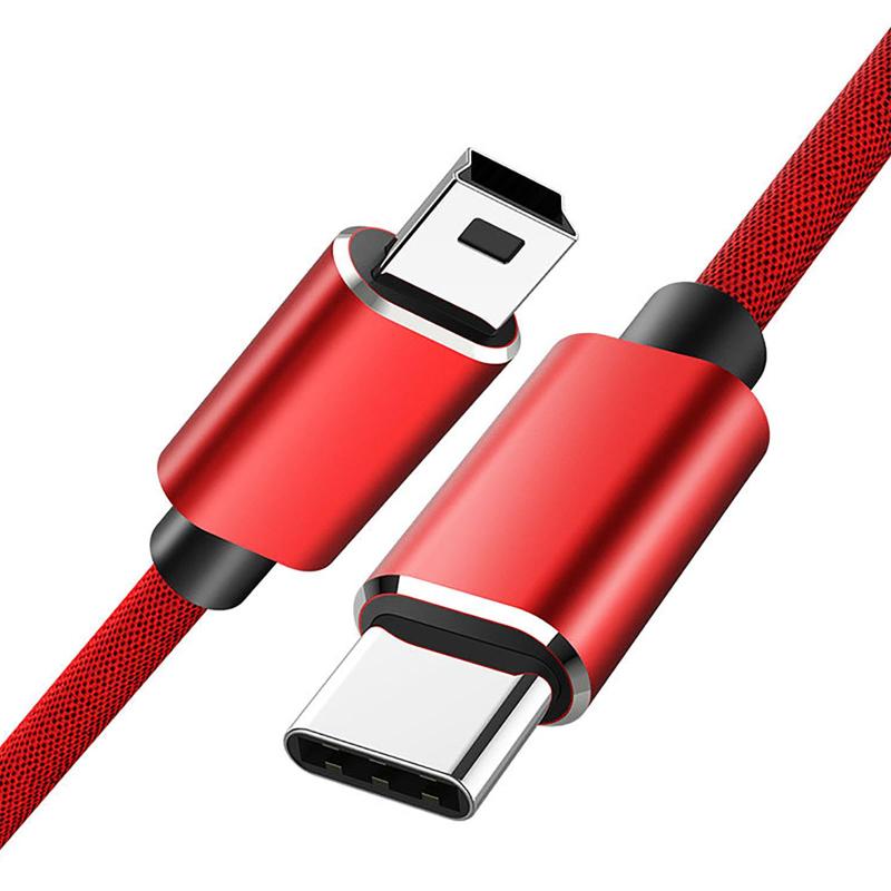 Type C to Mini USB 変換ケーブル タイプCオス - miniBオス 単方向転送 USB2.0ケーブル データ転送と充電同期 MP3/MP4 デジカメ ドライブレコーダー ポータブルHDD などに適用 (レッド 1M)