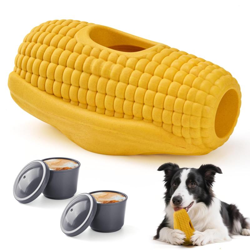 LIFLIX 犬 おもちゃ 知育玩具 冷凍おもちゃ おやつおもちゃ ボール 舐める ぺろぺろ 早食い防止 トウモロコシ