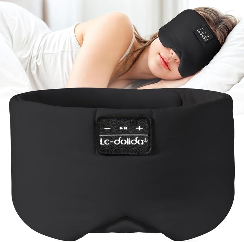 LC-dolida アイマスク 睡眠用 アイマスク Bluetoothイヤホン USB 充電式 耳まで覆う 光の遮断 安眠 快眠 夏を快適 通気 吸汗 グッズ 旅行グッズ 軽量 男女兼用 洗濯可能 携帯用ケース付 ブラック【快適な睡眠に大切なこと】アイマスクで睡眠中に光を遮断することで、より深い眠りに入り、より快適でリラックスした状態を保つことができます。LC-dolida 3D睡眠用アイマスクは、優れた遮光性・フィット感・肌に優しい肌触りを追求し、良質な睡眠を実現させます。緑内障の方はアイマスクの使用はお勧めしません。【多機能なアイマスク】LC-dolidaアイマスクはBluetooth ヘッドフォン、睡眠用アイマスクの2-in-1デザインで、お客様の多面的なニーズを満たすことができます。睡眠用イヤホンとして音を遮断し、パートナーやルームメイトの邪魔をすることなく、音楽に合わせて眠りにつきたい人に最適です。 薄手でフラットなスピーカーは、横向きで寝ていても耳に負担をかけず、快適な装着感を提供します。【敏感肌にも自然な快適さ】最高級のシルク生地で作られたアイマスクは、低刺激性で非常に柔らかく、デリケートな肌でも優しいケアを感じることができます。【リラックスでき・5.4 Bluetooth内蔵】音楽・睡眠着信音・ポッドキャストをワイヤレスで再生できます。内蔵Bluetoothモジュールにより、手を自由にしてリラックスでき、その上3D輪郭設計により目への圧迫感がありません。【100%遮光性と通気性】3D人間工学に基づいた立体型デザインにより、顔とまつ毛を圧迫することない上、あらゆる光を効果的に遮断します。さらに、シルク生地は綿の3倍の速さで汗を吸収するので、一晩中顔のドライで快適に保ちます。