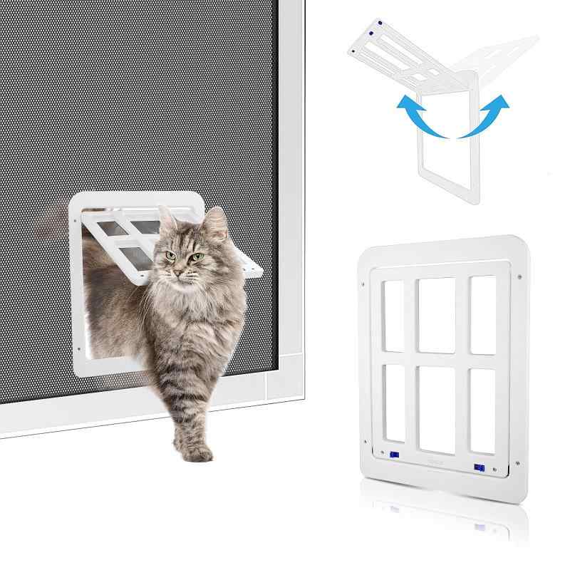 PETLESO猫ドア ペット用網戸ドア 網戸用ドア 猫用自由に出入の口 ロック可能取付簡単の猫 小型犬用ペットドア (猫 小型犬用)白